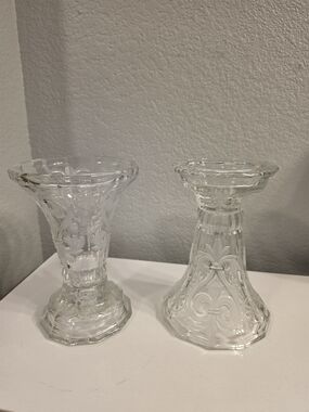 Vintage 5th Avenue Crystal Reversible Vase/Candle Holders - Set of 2